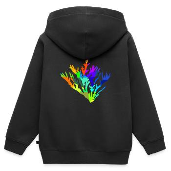 Coral Ocean Rainbow Animals Polygon - Kids Premium Organic Zip-up Hoodie - black - Back - AI Model Kid Male (0cm)