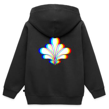 EDM - Blume - Glitch Rave Style - Kinder Premium Organic Zip Hoodie - Schwarz - Hinten - AI Model Kid Male (0cm)