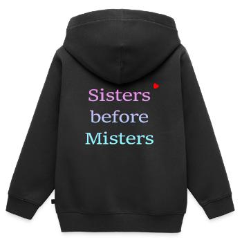 Les sœurs avant les messieurs - Sweat Premium à capuche zippé enfant bio - noir - Dos - AI Model Kid Male (0cm)