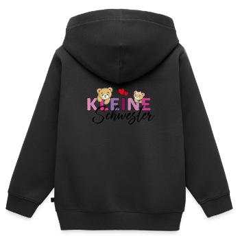 Kleine Schwester Teddy - Kinder Premium Organic Zip Hoodie - Schwarz - Hinten - AI Model Kid Male (0cm)