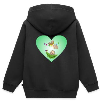 Schulkind Herz süsse Faultiere - Kinder Premium Organic Zip Hoodie - Schwarz - Hinten - AI Model Kid Male (0cm)
