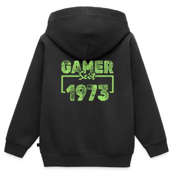 Freak 1973 - Kinder Premium Organic Zip Hoodie - Schwarz - Hinten - AI Model Kid Male (0cm)