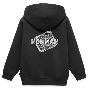 Cadeau pour Norman - Sweat Premium à capuche zippé enfant bio - noir - Dos - AI Model Kid Male (0cm)