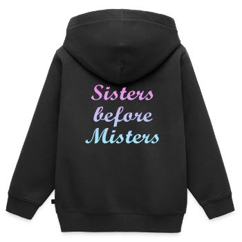 Les sœurs avant les messieurs - Sweat Premium à capuche zippé enfant bio - noir - Dos - AI Model Kid Male (0cm)
