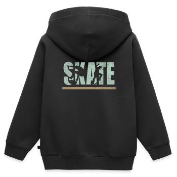 Patin à roulettes patinage patinage planche à roulettes - Sweat Premium à capuche zippé enfant bio - noir - Dos - AI Model Kid Male (0cm)