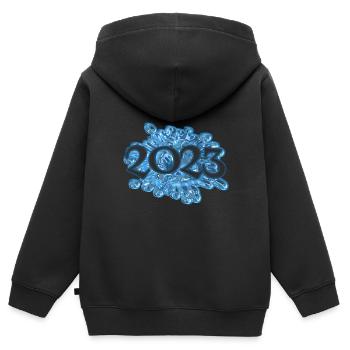 Wassertropfen 2023 - Kinder Premium Organic Zip Hoodie - Schwarz - Hinten - AI Model Kid Male (0cm)