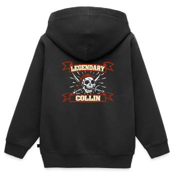 Pirat Kostüm Piratenkopf Totenschädel Collin - Kinder Premium Organic Zip Hoodie - Schwarz - Hinten - AI Model Kid Male (0cm)