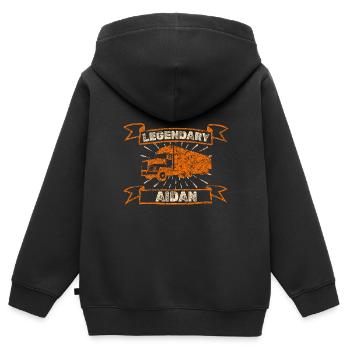 Geschenk für Aidan - Kinder Premium Organic Zip Hoodie - Schwarz - Hinten - AI Model Kid Male (0cm)