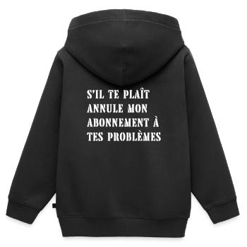 abonnement à tes problèmes - Sweat Premium à capuche zippé enfant bio - noir - Dos - AI Model Kid Male (0cm)