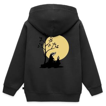 Dachs im Mondlicht - Kinder Premium Organic Zip Hoodie - Schwarz - Hinten - AI Model Kid Male (0cm)