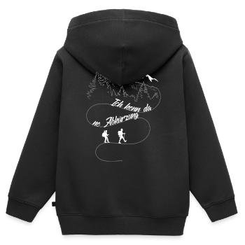 NE ABKÜRZUNG - lustiges Wandern - Kinder Premium Organic Zip Hoodie - Schwarz - Hinten - AI Model Kid Male (0cm)