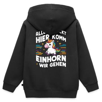 Einhorn Einhörner Fabelwesen Mystisch - Kinder Premium Organic Zip Hoodie - Schwarz - Hinten - AI Model Kid Male (0cm)