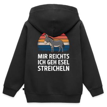 Esel Eselchen Maultier Muli - Kinder Premium Organic Zip Hoodie - Schwarz - Hinten - AI Model Kid Male (0cm)