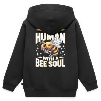 abeille abeille apicultrice abeille abeille - Sweat Premium à capuche zippé enfant bio - noir - Dos - AI Model Kid Male (0cm)