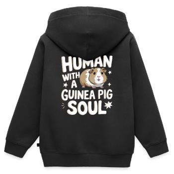 Meerschweinchen - Kinder Premium Organic Zip Hoodie - Schwarz - Hinten - AI Model Kid Male (0cm)