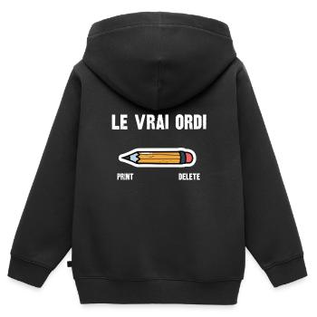 le vrai ordi - Sweat Premium à capuche zippé enfant bio - noir - Dos - AI Model Kid Male (0cm)