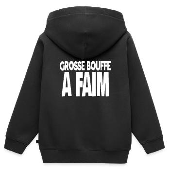 grosse bouffe a faim - Sweat Premium à capuche zippé enfant bio - noir - Dos - AI Model Kid Male (0cm)