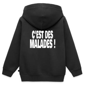 c'est des malades ! - Sweat Premium à capuche zippé enfant bio - noir - Dos - AI Model Kid Male (0cm)