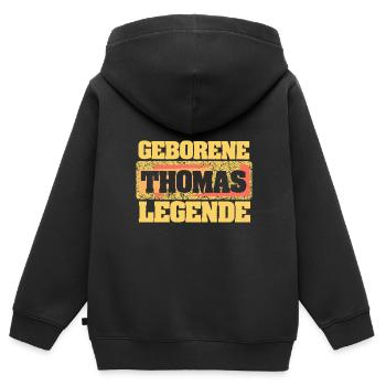 als Thomas - Kinder Premium Organic Zip Hoodie - Schwarz - Hinten - AI Model Kid Male (0cm)