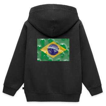 Brésil - Sweat Premium à capuche zippé enfant bio - noir - Dos - AI Model Kid Male (0cm)