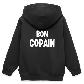 bon copain - Sweat Premium à capuche zippé enfant bio - noir - Dos - AI Model Kid Male (0cm)
