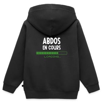 abdos en cours - Sweat Premium à capuche zippé enfant bio - noir - Dos - AI Model Kid Male (0cm)