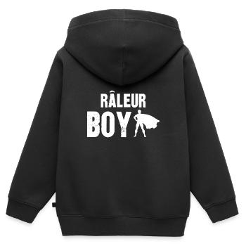 râleur boy - Sweat Premium à capuche zippé enfant bio - noir - Dos - AI Model Kid Male (0cm)