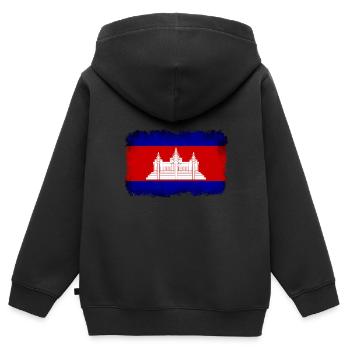 Kambodscha - Kinder Premium Organic Zip Hoodie - Schwarz - Hinten - AI Model Kid Male (0cm)