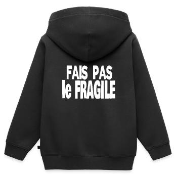 fais pas le fragile - Sweat Premium à capuche zippé enfant bio - noir - Dos - AI Model Kid Male (0cm)