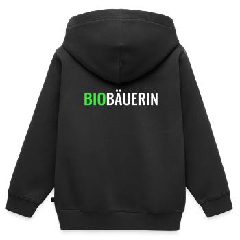 Biobäuerin Bio Landwirtin Biobauernhof biologisch - Kinder Premium Organic Zip Hoodie - Schwarz - Hinten - AI Model Kid Male (0cm)