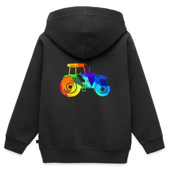Tractor Rainbow Polygon Agriculture Vehicle - Kids Premium Organic Zip-up Hoodie - black - Back - AI Model Kid Male (0cm)