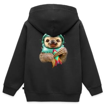 SPACESLOTH - Kinder Premium Organic Zip Hoodie - Schwarz - Hinten - AI Model Kid Male (0cm)
