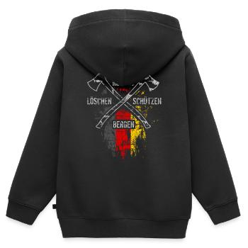 Retten Löschen Bergen Schützen - Kinder Premium Organic Zip Hoodie - Schwarz - Hinten - AI Model Kid Male (0cm)