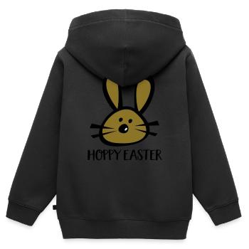 FROHE OSTERN - Kinder Premium Organic Zip Hoodie - Schwarz - Hinten - AI Model Kid Male (0cm)