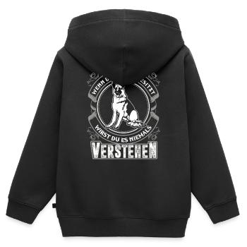 Deutscher Schäferhund - Kinder Premium Organic Zip Hoodie - Schwarz - Hinten - AI Model Kid Male (0cm)