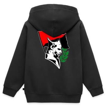 Durruti - Anarchy Flag - Kinder Premium Organic Zip Hoodie - Schwarz - Hinten - AI Model Kid Male (0cm)