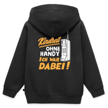 Kindheit ohne Handy ich war dabei - Kinder Premium Organic Zip Hoodie - Schwarz - Hinten - AI Model Kid Male (0cm)