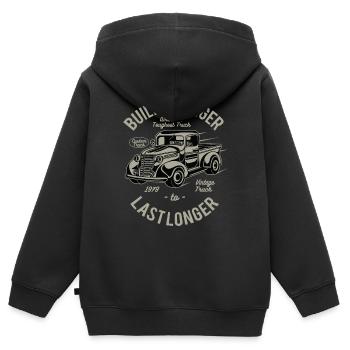 Construit plus fort - Sweat Premium à capuche zippé enfant bio - noir - Dos - AI Model Kid Male (0cm)