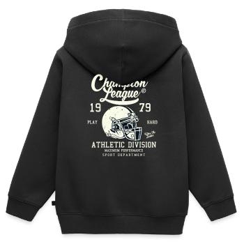 Champion League - Kinder Premium Organic Zip Hoodie - Schwarz - Hinten - AI Model Kid Male (0cm)