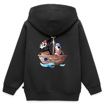 Kleiner Pirat mit seinem Schiff - Kinder Premium Organic Zip Hoodie - Schwarz - Hinten - AI Model Kid Male (0cm)