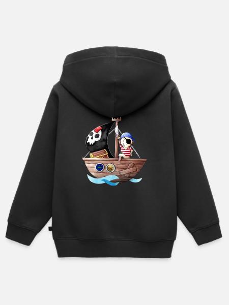 Little pirate with his ship - Kids Premium Organic Zip-up Hoodie - black