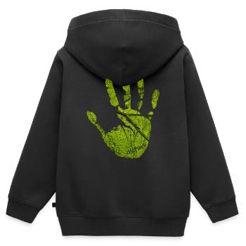 Nature de la main - Sweat Premium à capuche zippé enfant bio - noir - Dos - AI Model Kid Male (0cm)