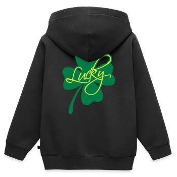 Lucky Shamrock - Kinder Premium Organic Zip Hoodie - Schwarz - Hinten - AI Model Kid Male (0cm)