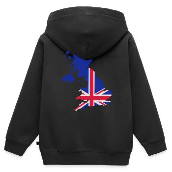 Großbritannien - Kinder Premium Organic Zip Hoodie - Schwarz - Hinten - AI Model Kid Male (0cm)