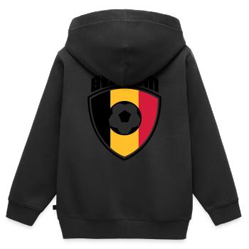 Belgien - Kinder Premium Organic Zip Hoodie - Schwarz - Hinten - AI Model Kid Male (0cm)