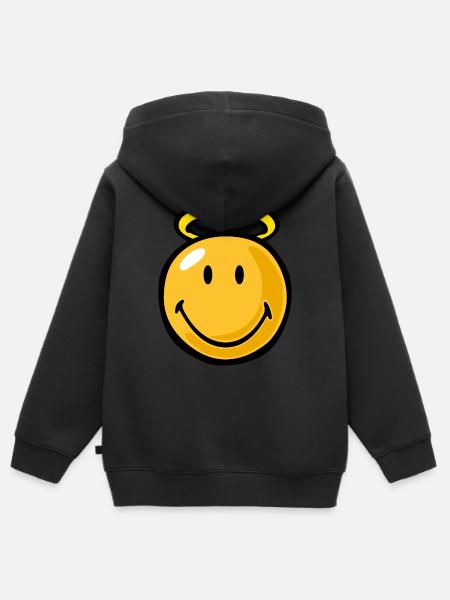 Smiley good - Kinder Premium Organic Zip Hoodie - Schwarz