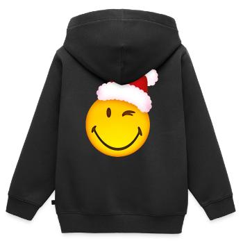 Smiley Santa Claus - Sweat Premium à capuche zippé enfant bio - noir - Dos - AI Model Kid Male (0cm)