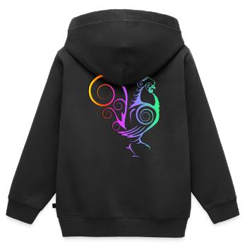 Hahn Huhn Henne Kücken Ei Regenbogen Hühner - Kinder Premium Organic Zip Hoodie - Schwarz - Hinten - AI Model Kid Male (0cm)