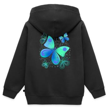 Papillon papillon - Sweat Premium à capuche zippé enfant bio - noir - Dos - AI Model Kid Male (0cm)