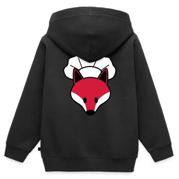 Fox en chef avec une toque - Sweat Premium à capuche zippé enfant bio - noir - Dos - AI Model Kid Male (0cm)
